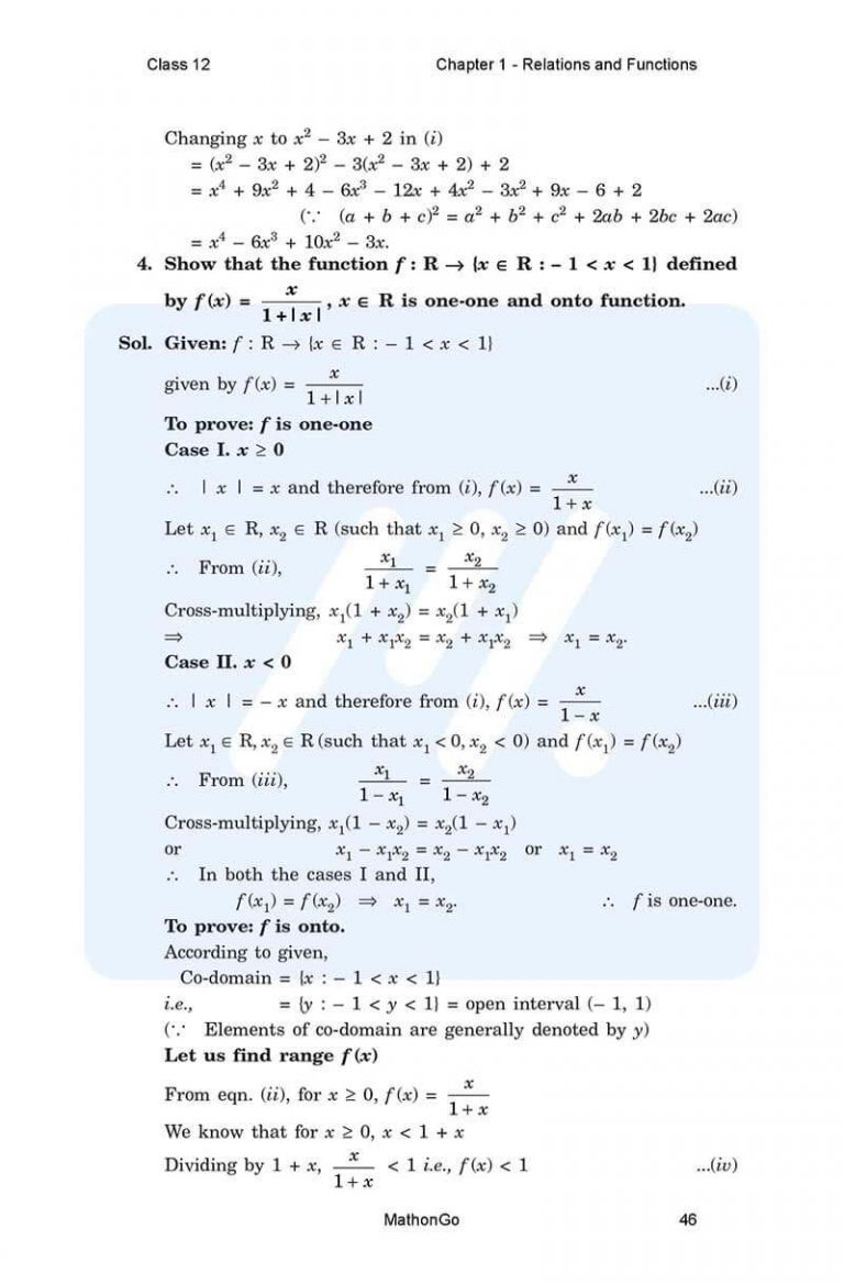 NCERT Solutions for Class 12 Maths Chapter 1 Miscellaneous – MathonGo