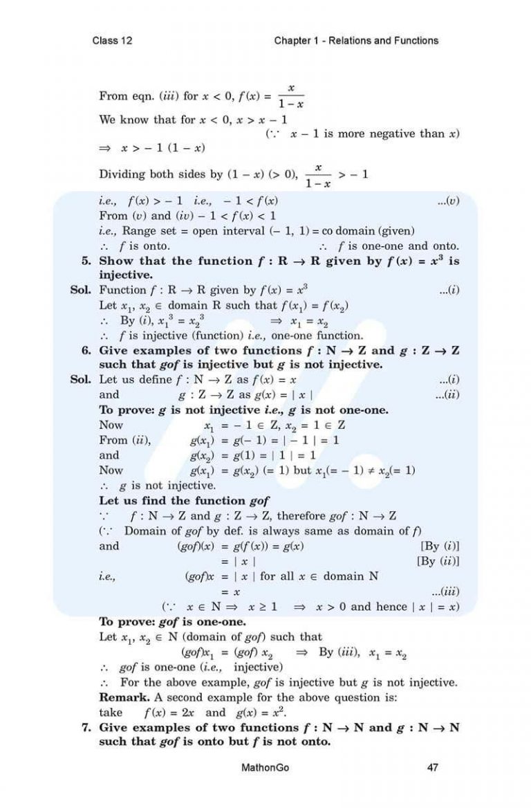 NCERT Solutions for Class 12 Maths Chapter 1 Miscellaneous – MathonGo