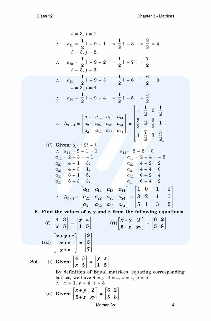 NCERT Solutions for Class 12 Maths Chapter 3 – Matrices – MathonGo