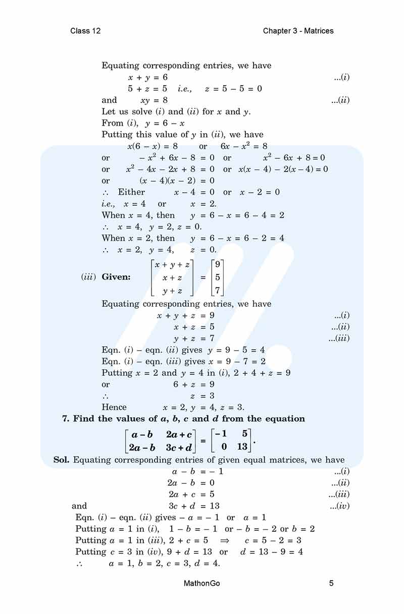 NCERT Solutions for Class 12 Maths Chapter 3 – Matrices – MathonGo