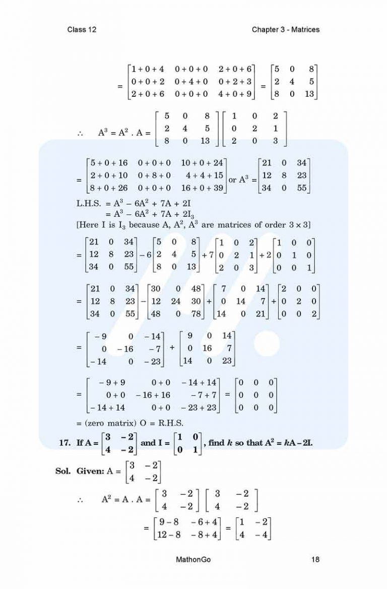 NCERT Solutions for Class 12 Maths Chapter 3 – Matrices – MathonGo