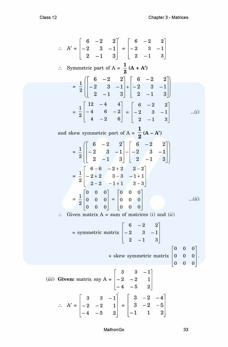 NCERT Solutions for Class 12 Maths Chapter 3 – Matrices – MathonGo