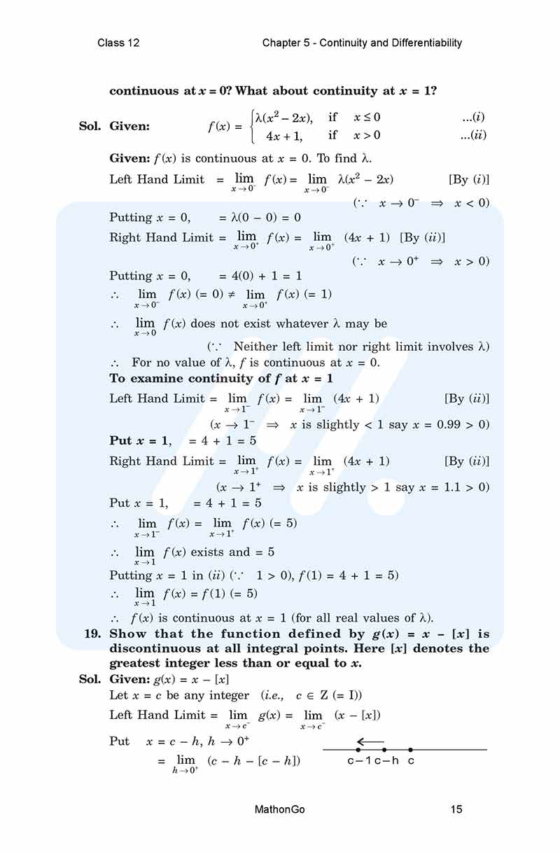 Class 12 Maths Chapter 5 Exercise 5.1