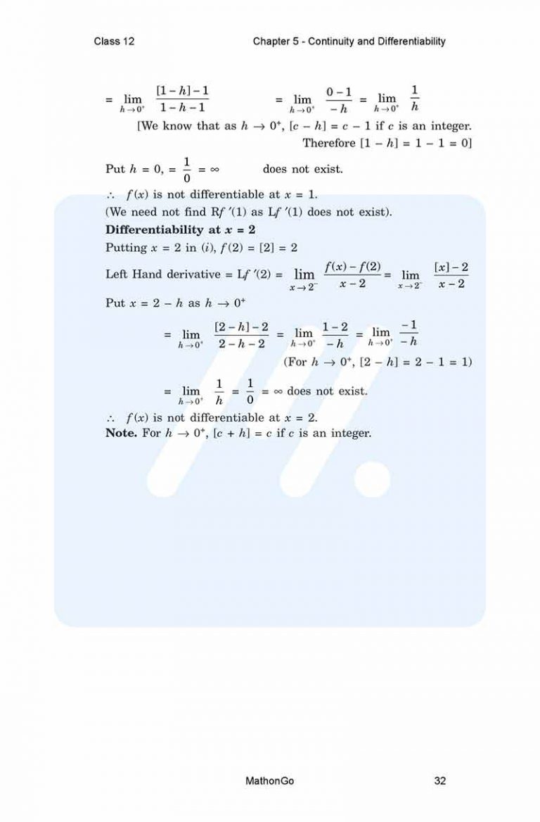 NCERT Solutions for Class 12 Maths Chapter 5 Continuity and