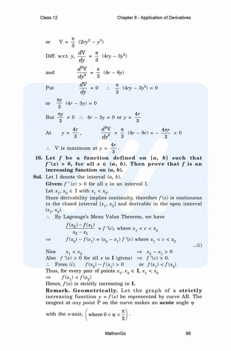 NCERT Solutions for Class 12 Maths Chapter 6 - Application of ...