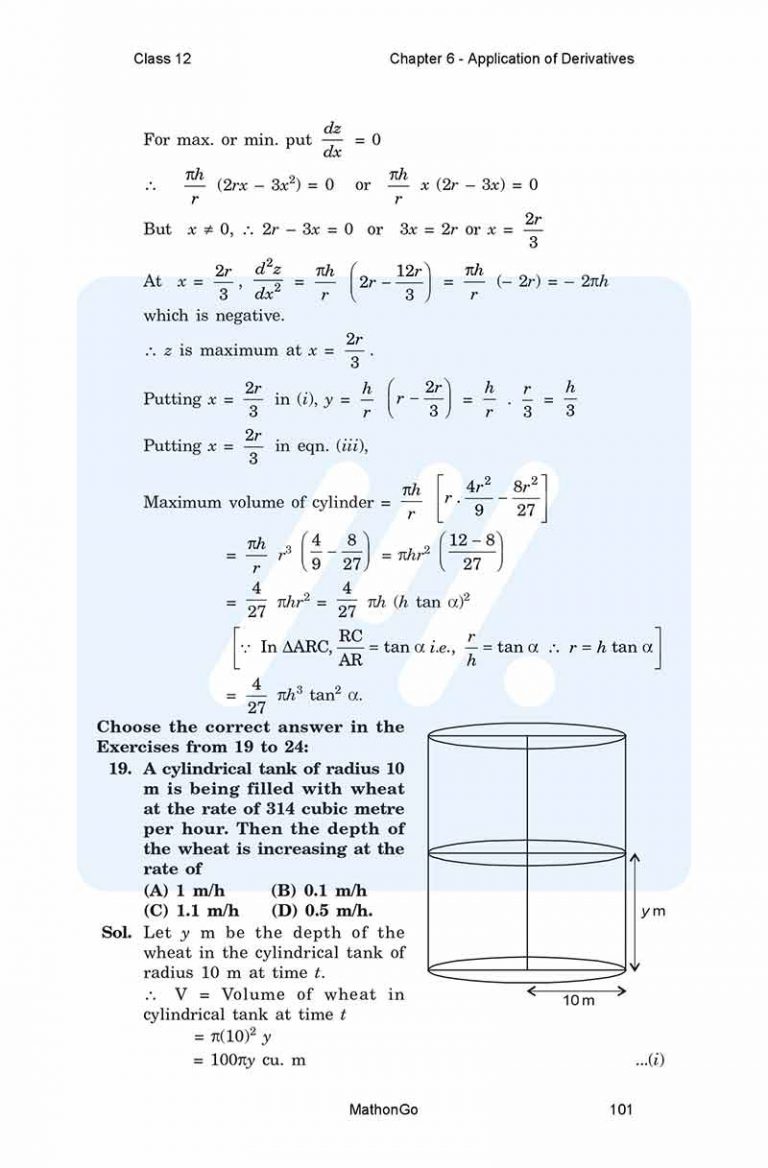 NCERT Solutions for Class 12 Maths Chapter 6 Miscellaneous – MathonGo