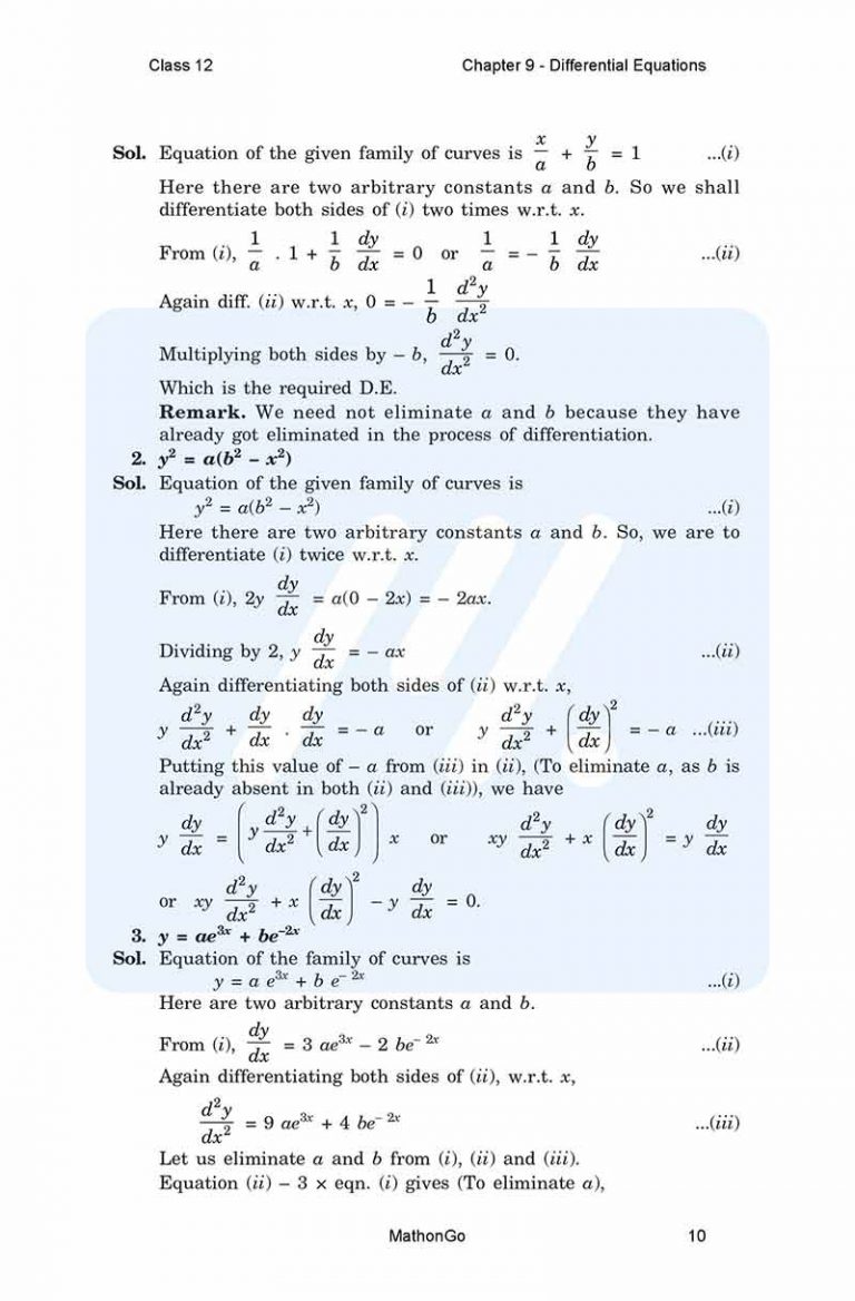 Ncert Solutions For Class 12 Maths Chapter 9 Differential Equations Ncert Solutions For Class 12 Maths Chapter 9 Differential Equations