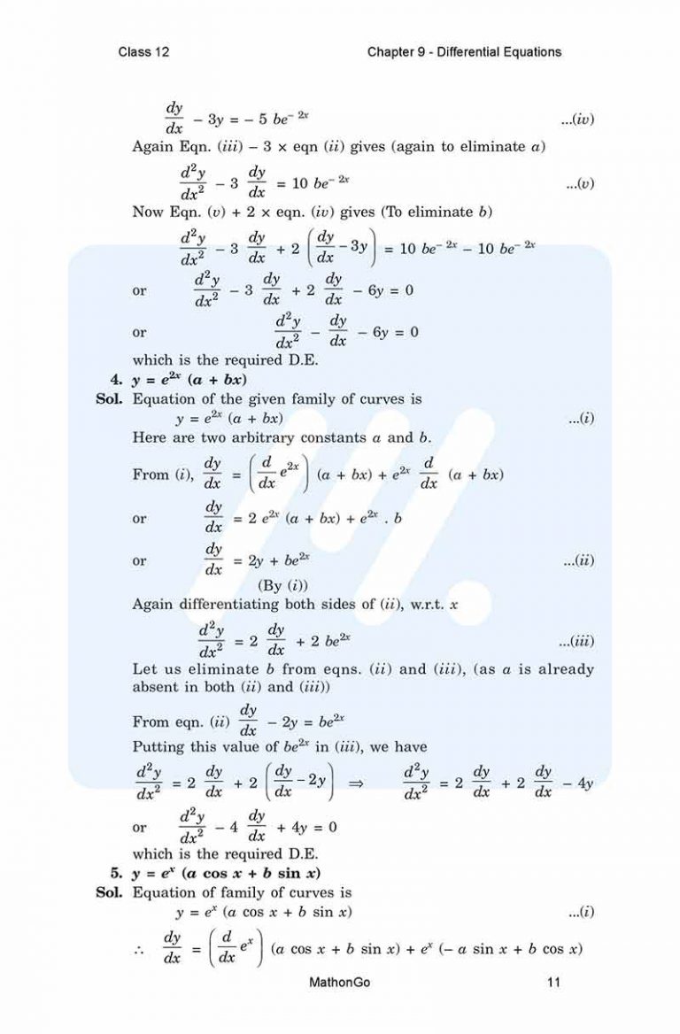 NCERT Solutions for Class 12 Maths Chapter 9 Differential Equations