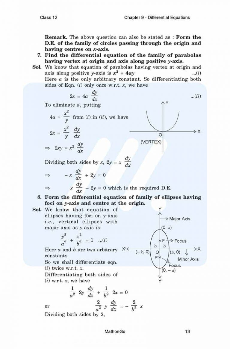 NCERT Solutions for Class 12 Maths Chapter 9 Differential Equations
