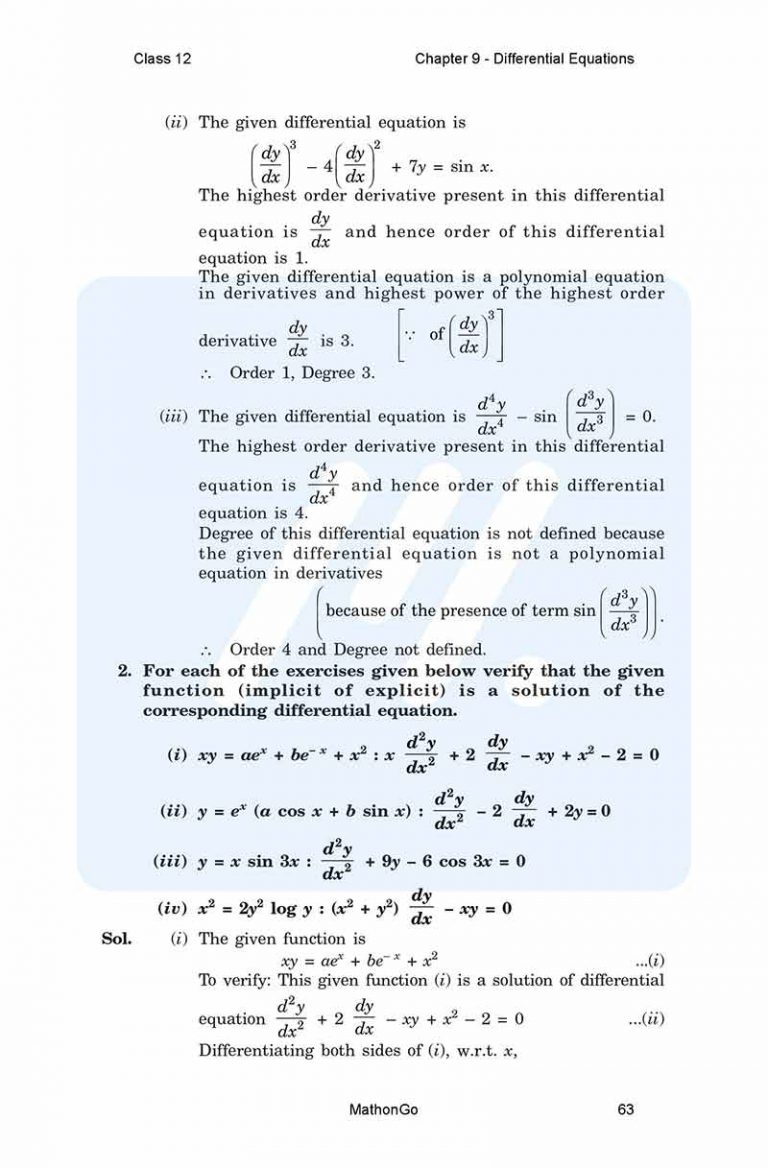 NCERT Solutions for Class 12 Maths Chapter 9 miscellaneous MathonGo