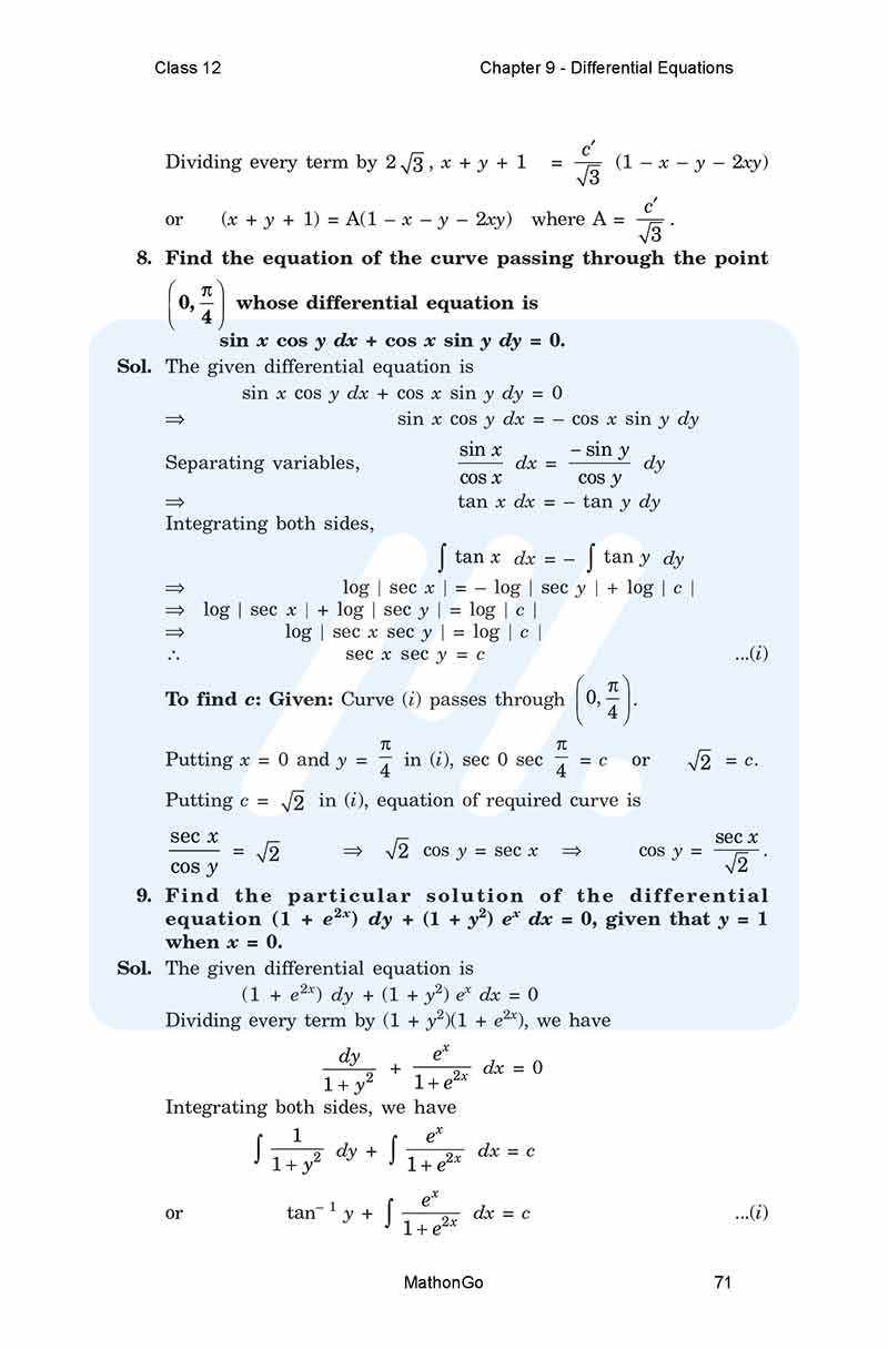NCERT Solutions for Class 12 Maths Chapter 9 miscellaneous MathonGo
