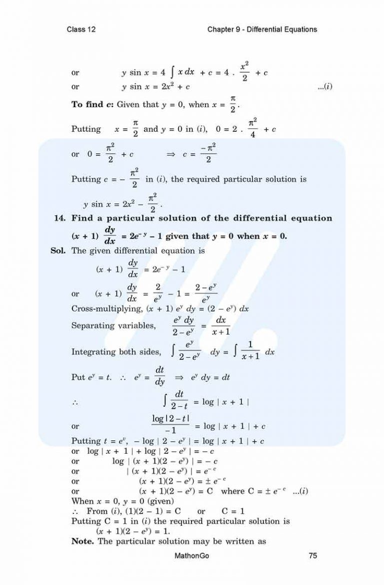 NCERT Solutions for Class 12 Maths Chapter 9 miscellaneous MathonGo