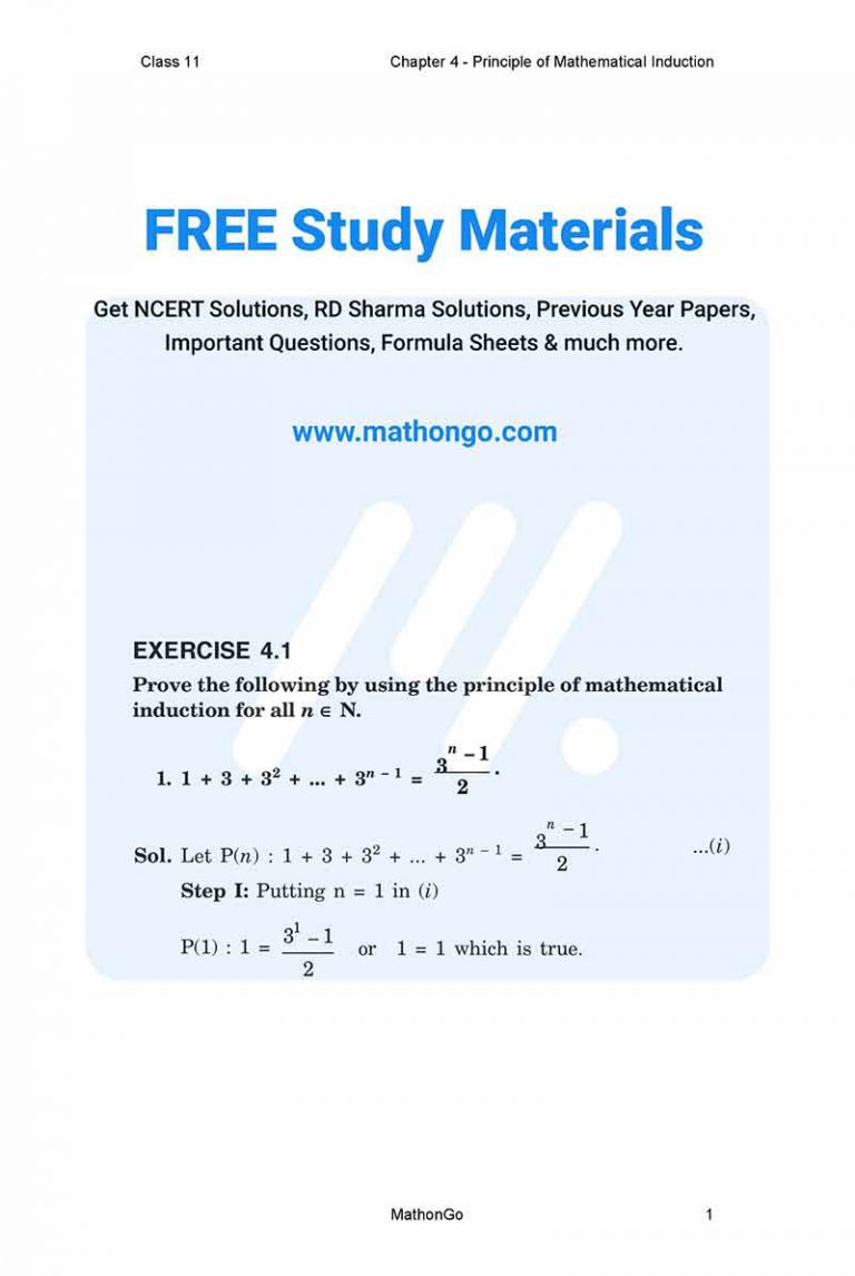 NCERT Solutions for Class 11 Maths Chapter 4 Exercise 4.1 – MathonGo