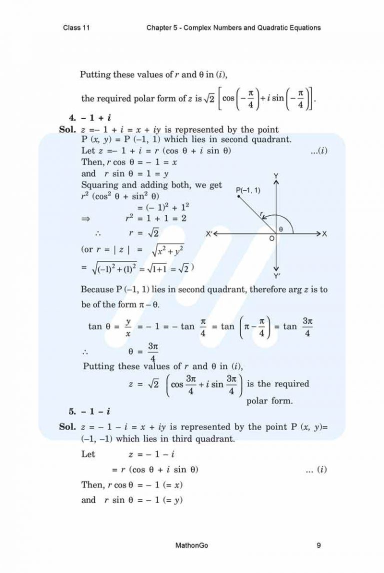 NCERT Solutions for Class 11 Maths Chapter 5 – Complex Numbers and ...