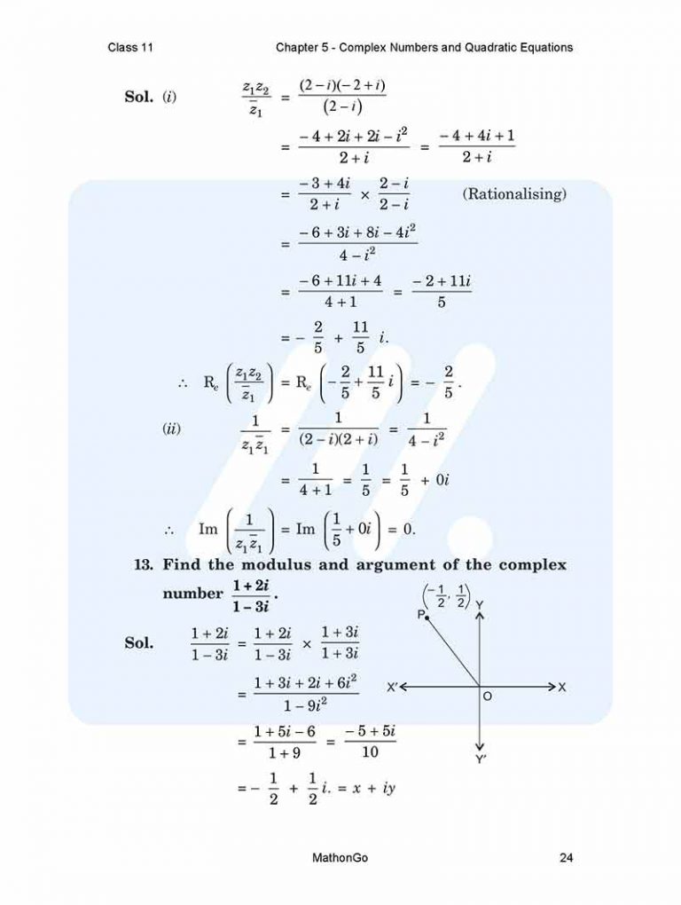 NCERT Solutions for Class 11 Maths Chapter 5 – Complex Numbers and ...