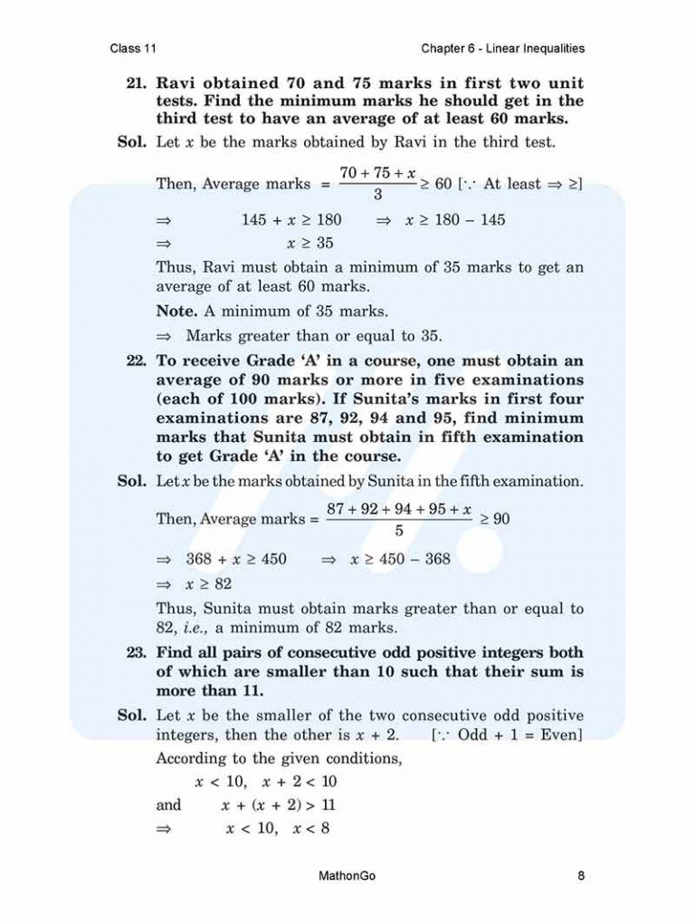Ncert solutions for class 11 maths chapter 6 linear inequalities