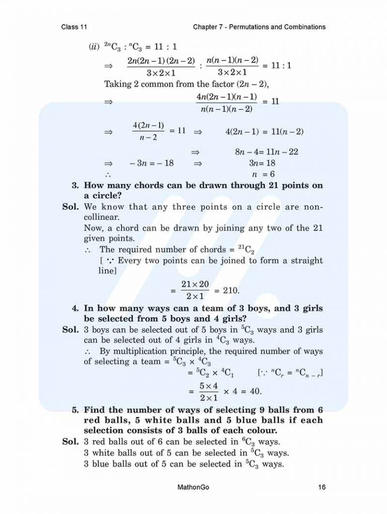 NCERT Solutions for Class 11 Maths Chapter 7 Permutations and