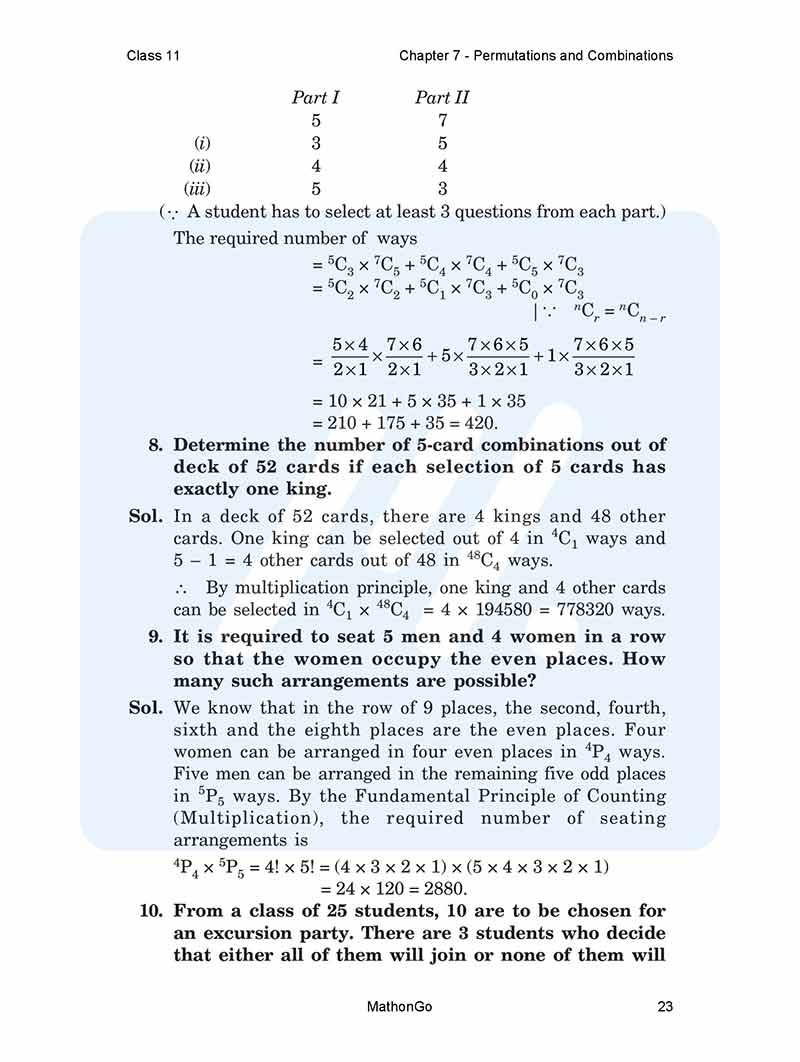 NCERT Solutions for Class 11 Maths Chapter 7 Permutations and