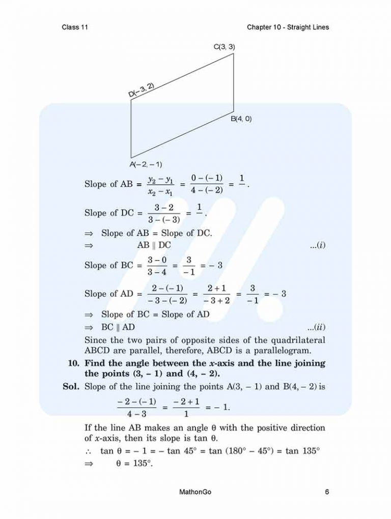 NCERT Solutions for Class 11 Maths Chapter 10 Exercise 10.1 – MathonGo