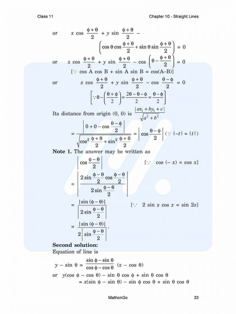 NCERT Solutions for Class 11 Maths Chapter 10 Miscellaneous – MathonGo