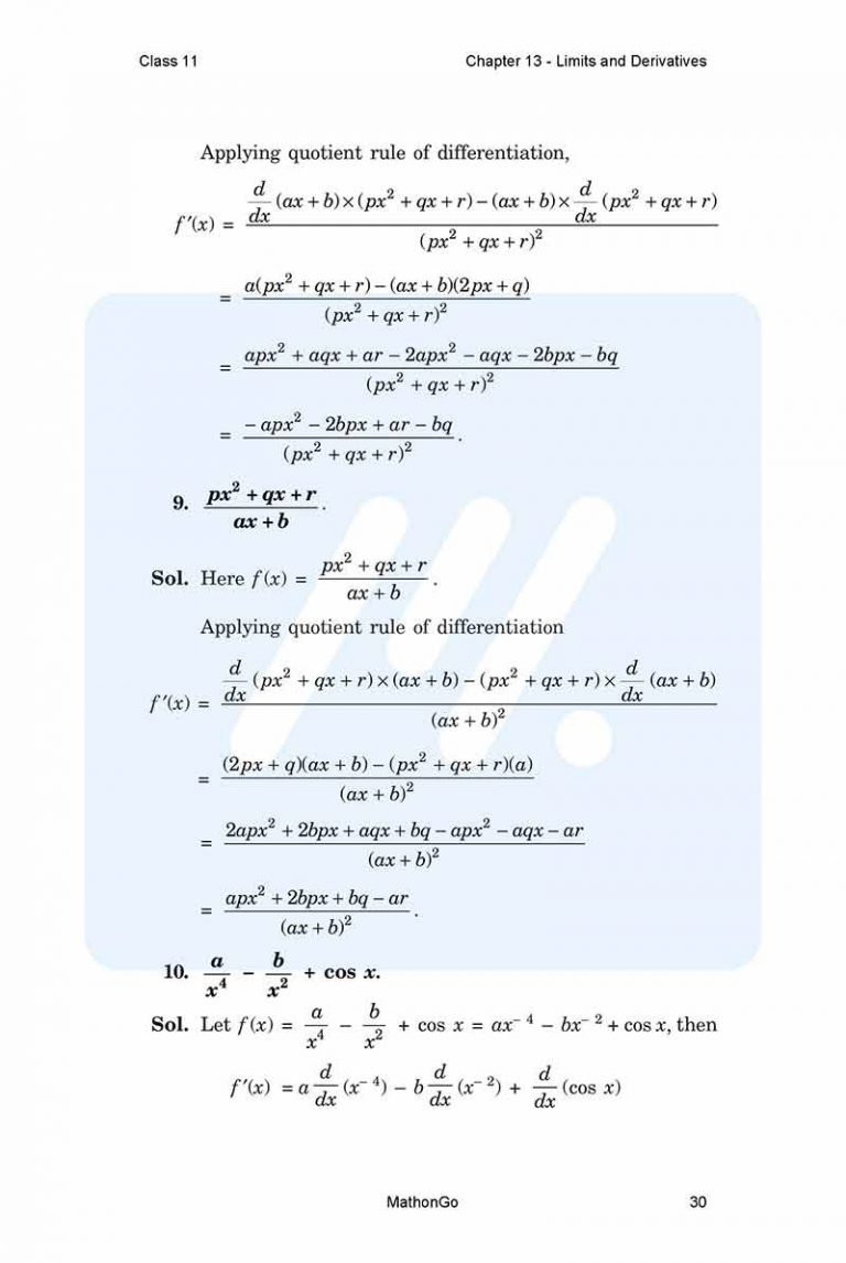 NCERT Solutions for Class 11 Maths Chapter 13 – Limits and Derivatives ...