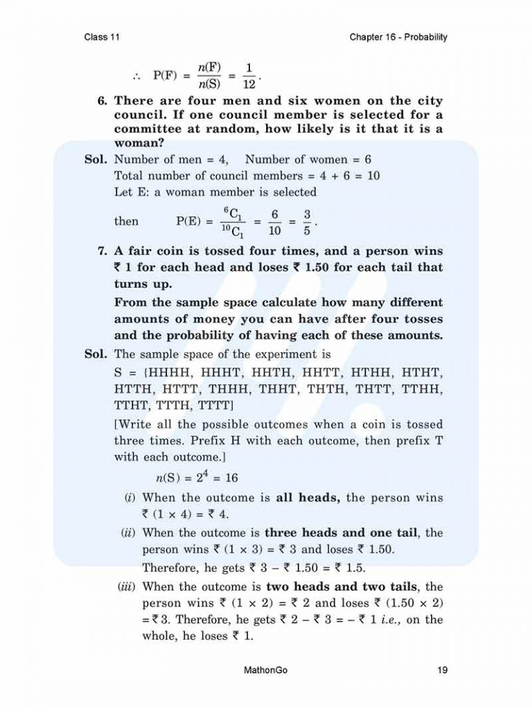 NCERT Solutions For Class 11 Maths Chapter 16 Probability MathonGo Ncert solutions for class 11 maths chapter 16 probability mathongo