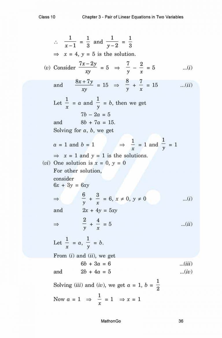 NCERT Solutions for Class 10 Maths Chapter 3 Exercise 3.6 – MathonGo