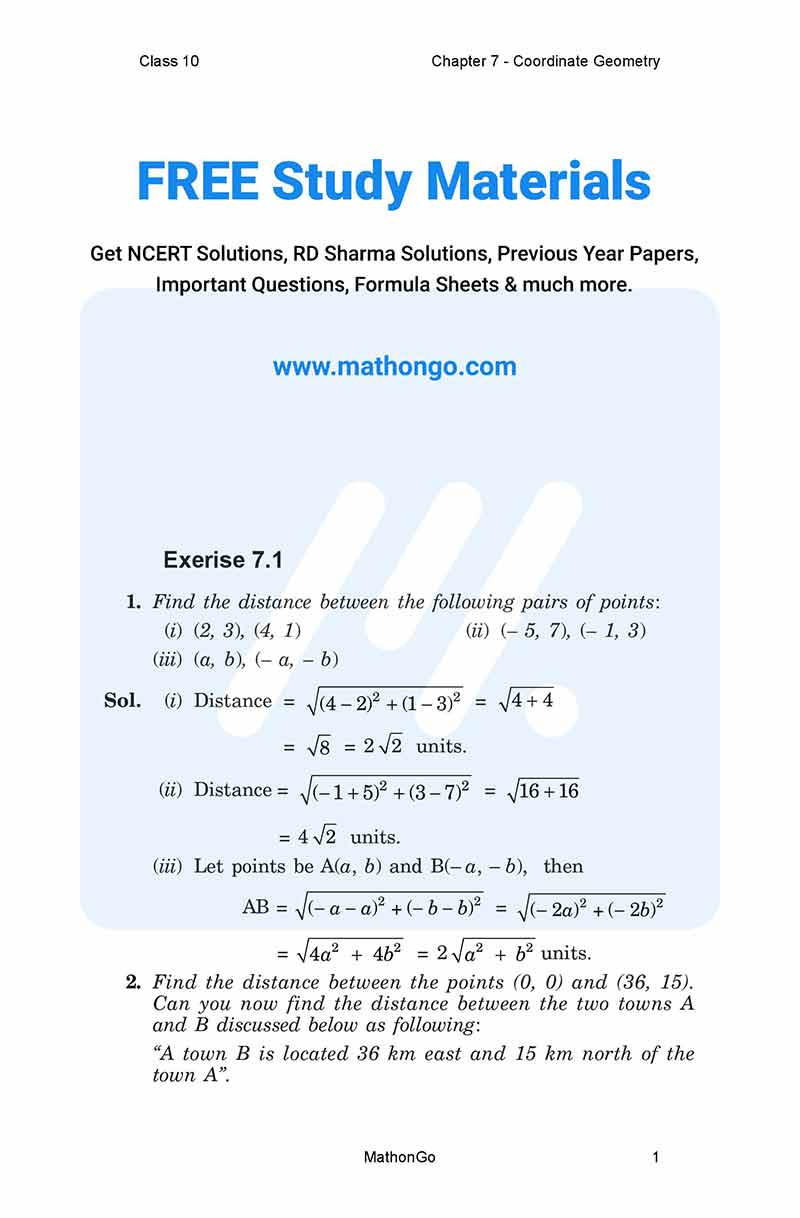 Ncert Solutions For Class 10 Maths Chapter 7 Exercise 7 1 Mathongo