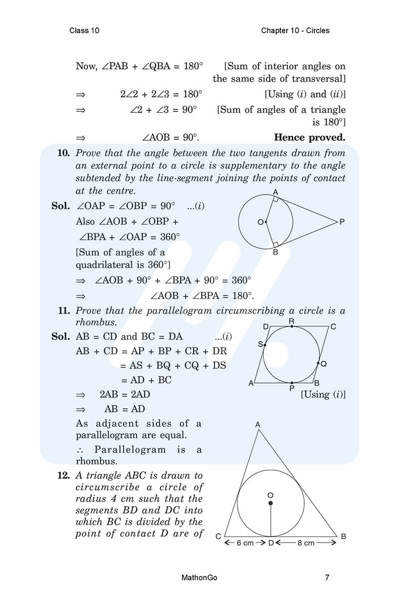 NCERT Solutions for Class 10 Maths Chapter 10 – Circles – MathonGo