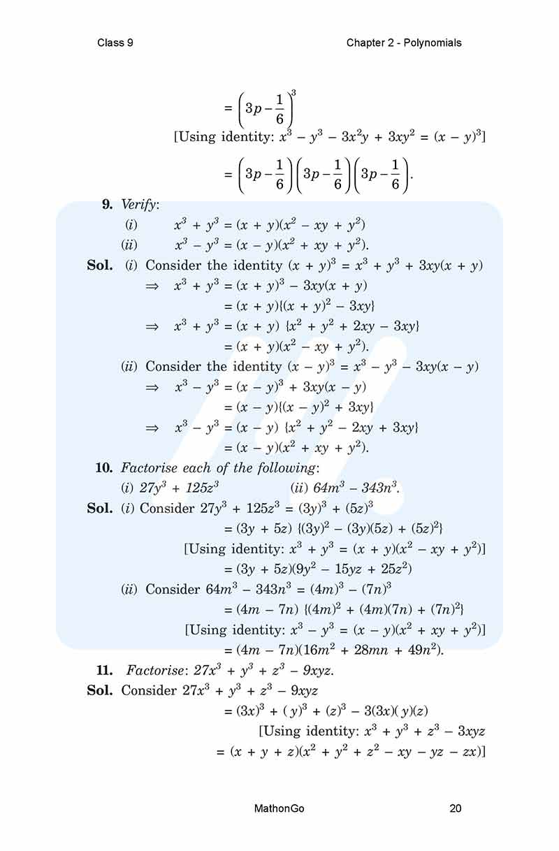NCERT Solutions for Class 9 Maths Chapter 2 – Polynomials – MathonGo