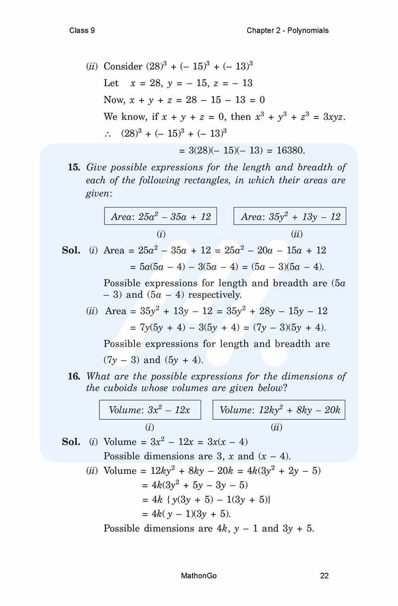 NCERT Solutions for Class 9 Maths Chapter 2 – Polynomials – MathonGo