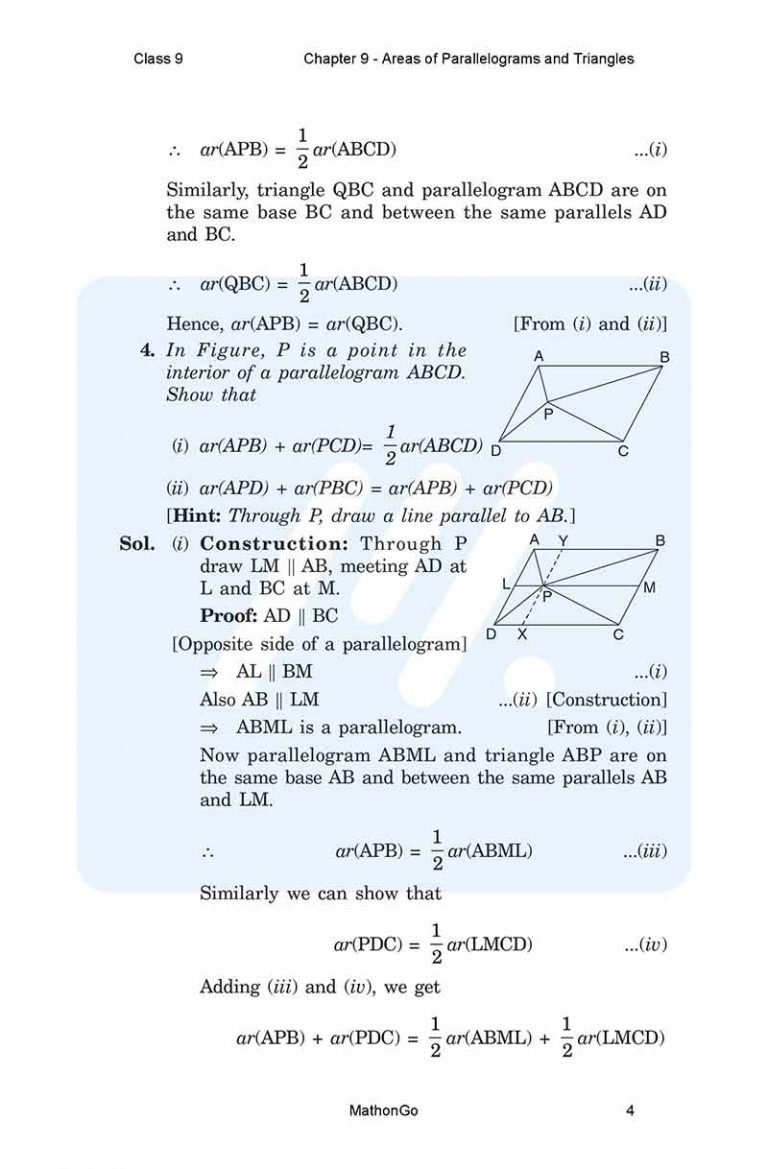 NCERT Solutions for Class 9 Maths Chapter 9 Exercise 9.2 – MathonGo