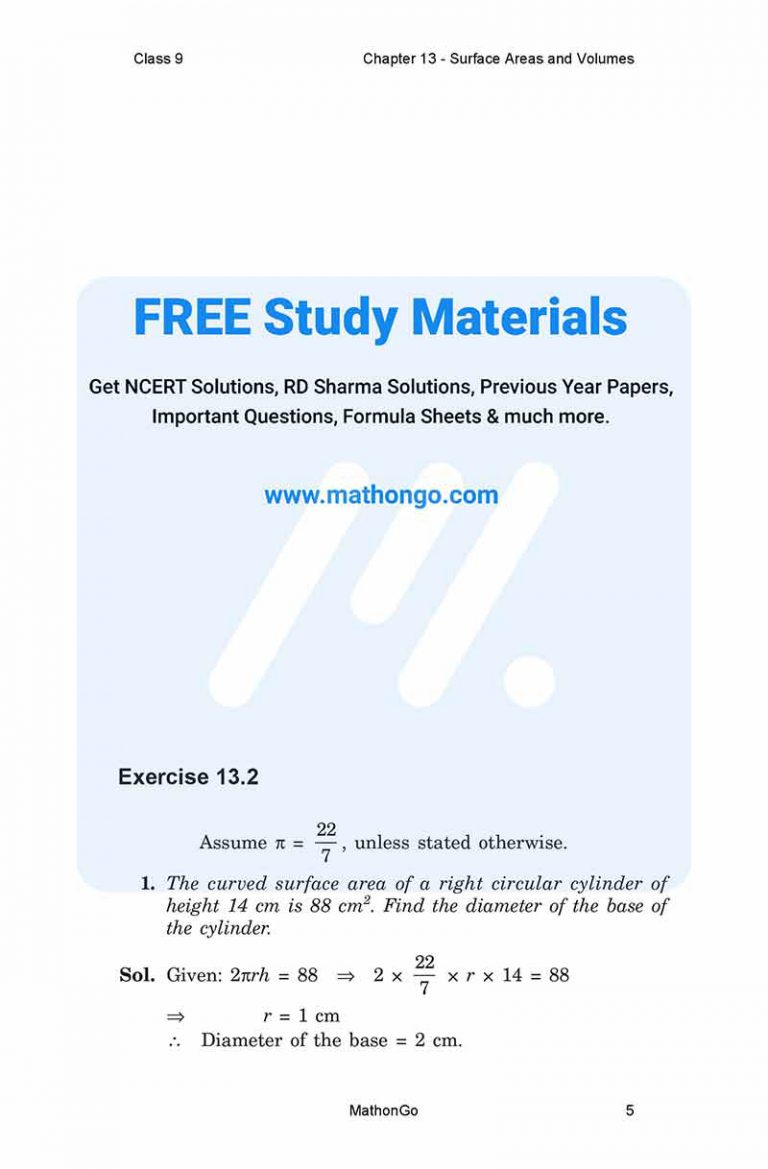 NCERT Solutions for Class 9 Maths Chapter 13 Exercise 13.2 – MathonGo