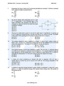 JEE Main 2019 Question Paper with Answer Keys (9th Jan – Evening