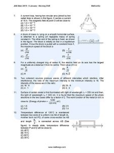 JEE Main 2019 Question Paper with Answer Keys (9th Jan – Morning