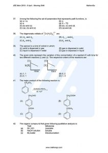JEE Main 2019 Question Paper with Answer Keys (9th April – Morning