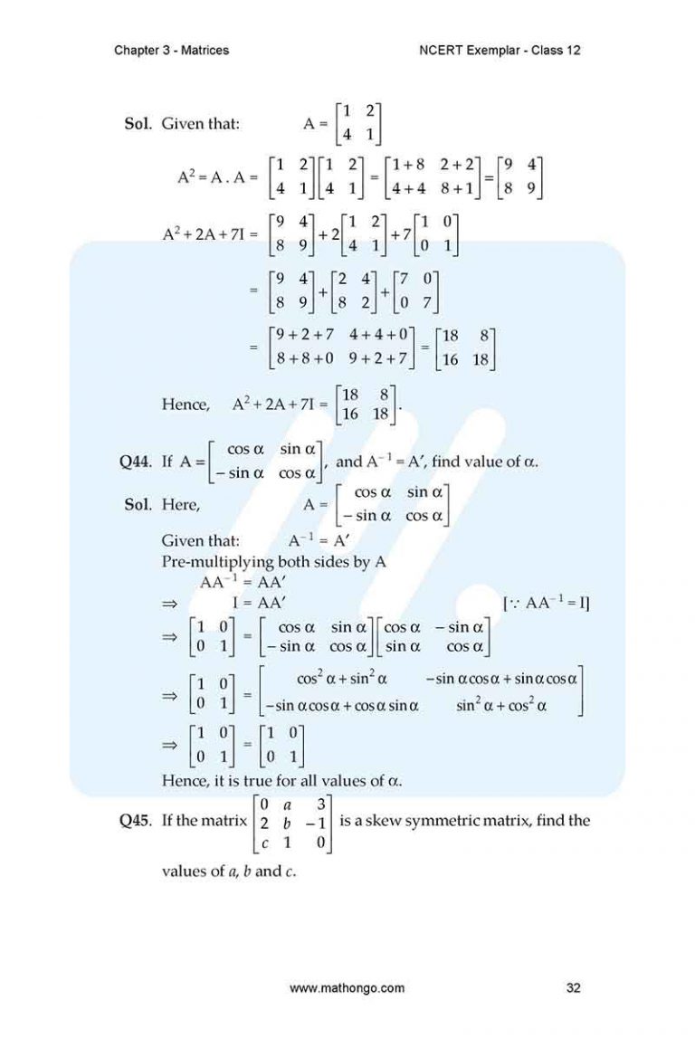 NCERT Exemplar for Class 12 Maths Chapter 3 – MathonGo