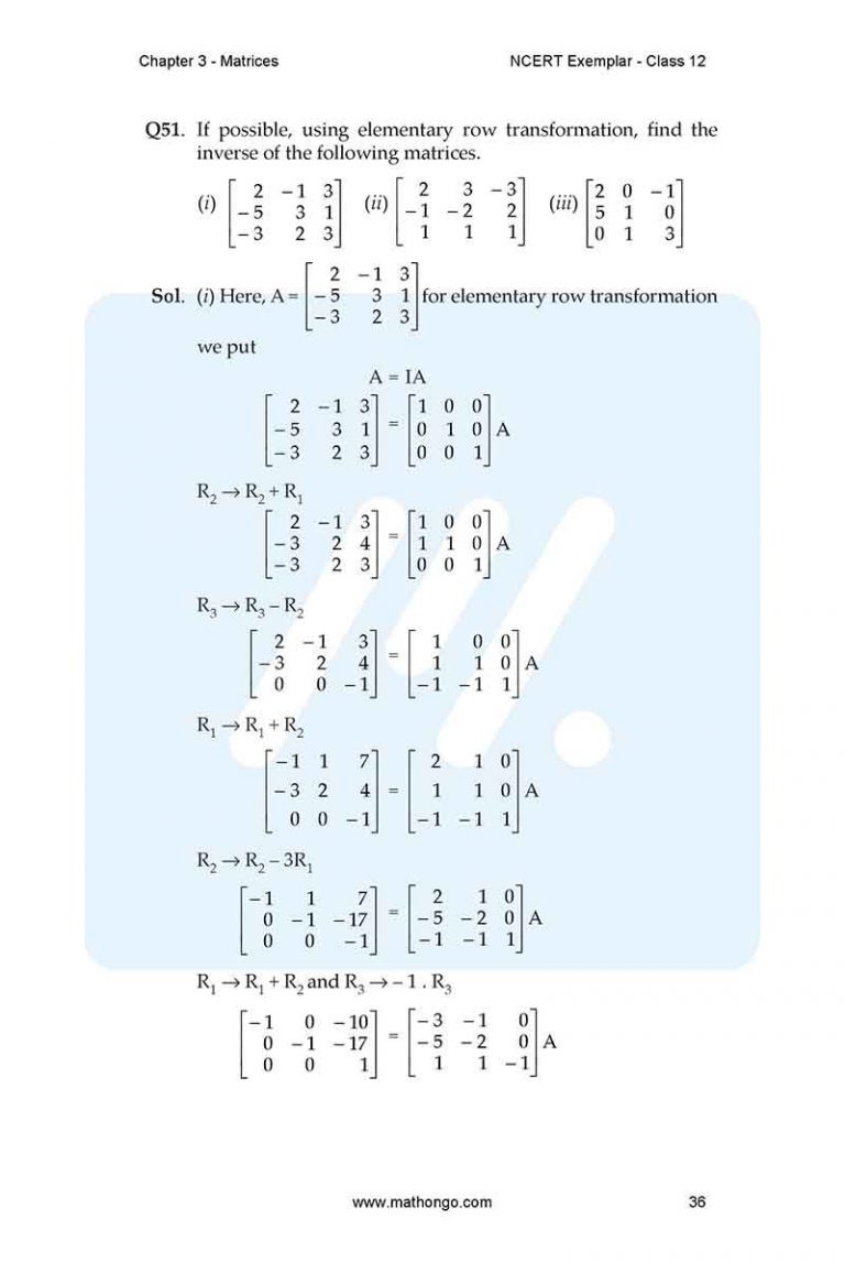 NCERT Exemplar Solutions for Class 12 Maths Chapter 3 - Matrices