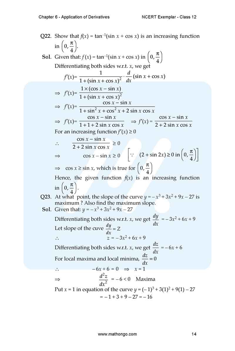 Ncert Examples NCERT Exemplar for Class 12 Maths Chapter 6 – MathonGo