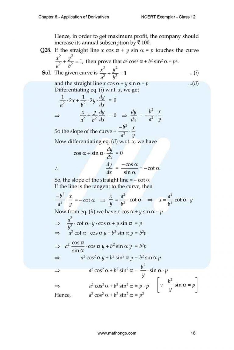 Ncert Examples NCERT Exemplar for Class 12 Maths Chapter 6 – MathonGo