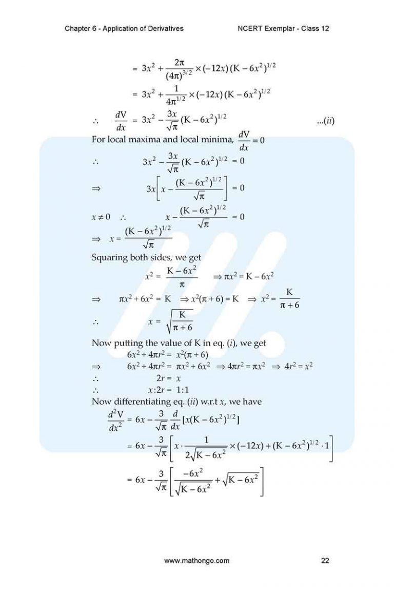 Ncert Examples NCERT Exemplar for Class 12 Maths Chapter 6 – MathonGo