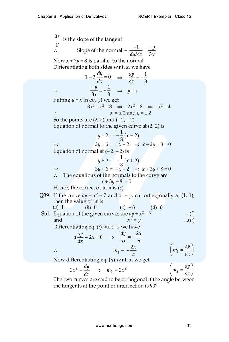 Ncert Examples NCERT Exemplar for Class 12 Maths Chapter 6 – MathonGo
