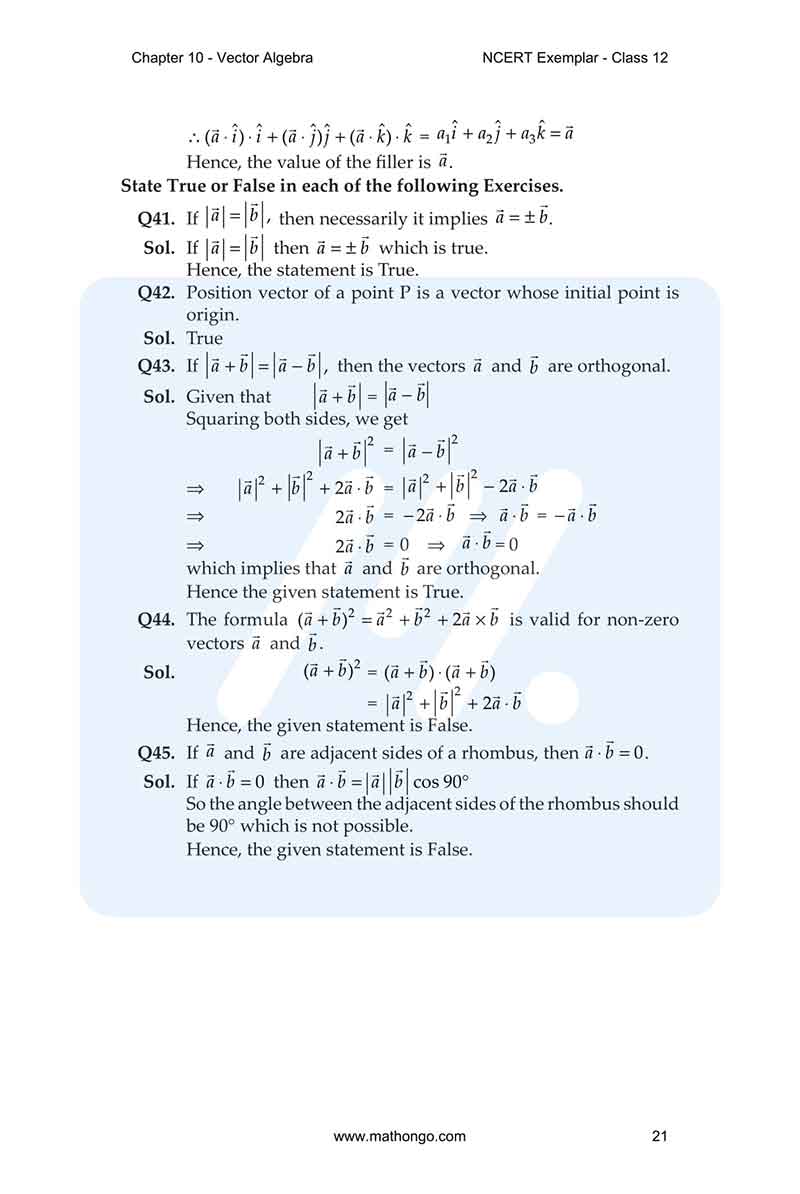 Ncert exemplar for class 12 maths chapter 10 mathongo