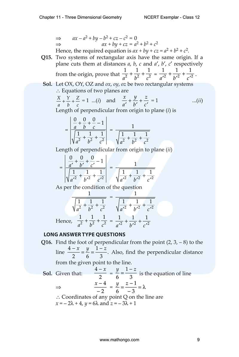 Ncert exemplar for class 12 maths chapter 11 mathongo