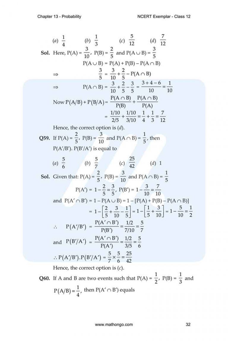 Ncert exemplar for class 12 maths chapter 13 mathongo