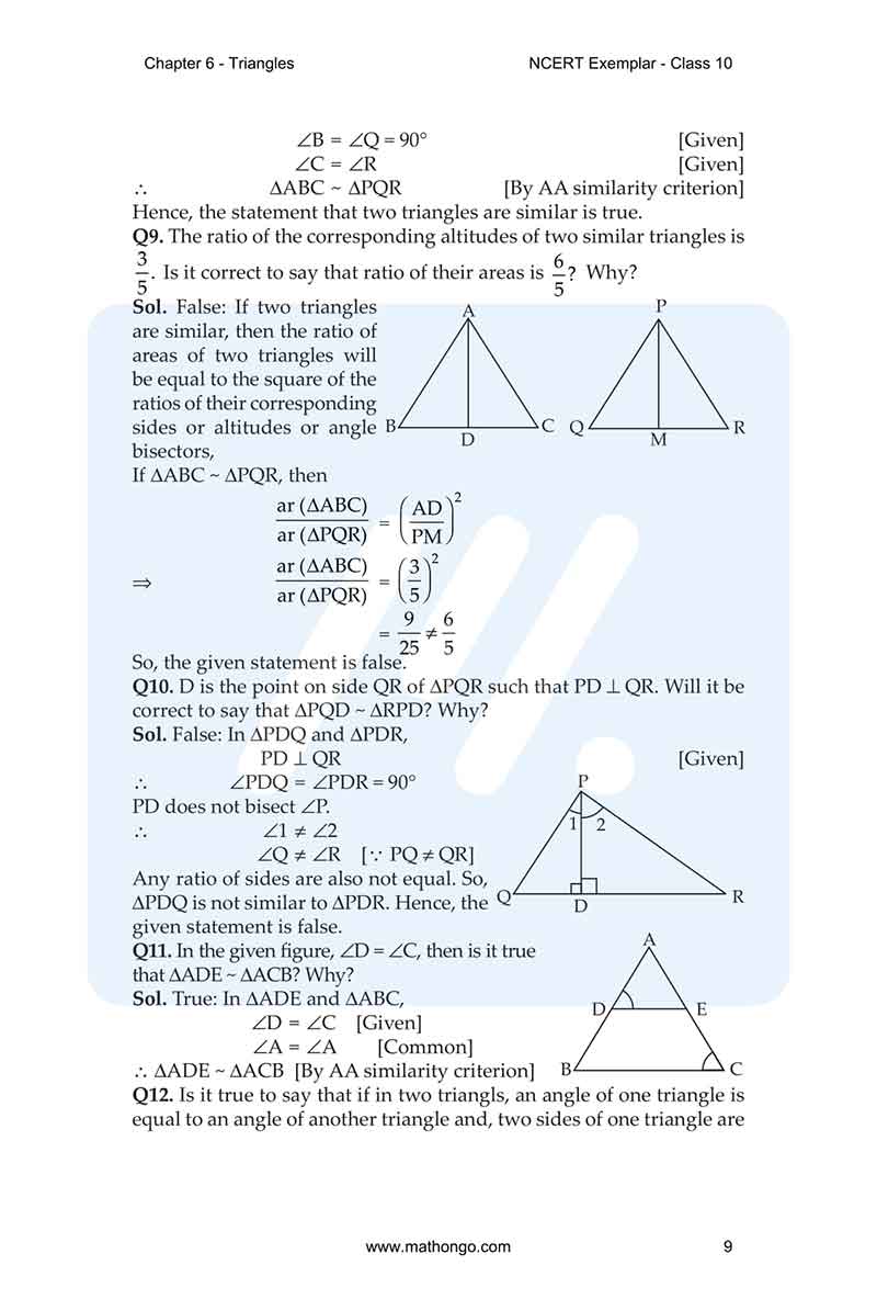 Ncert exemplar for class 10 maths chapter 6 mathongo
