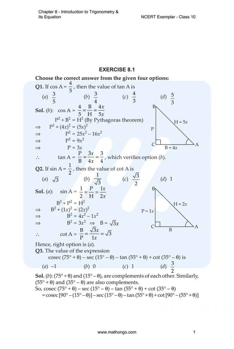 NCERT Exemplar for Class 10 Maths Chapter 8 – MathonGo