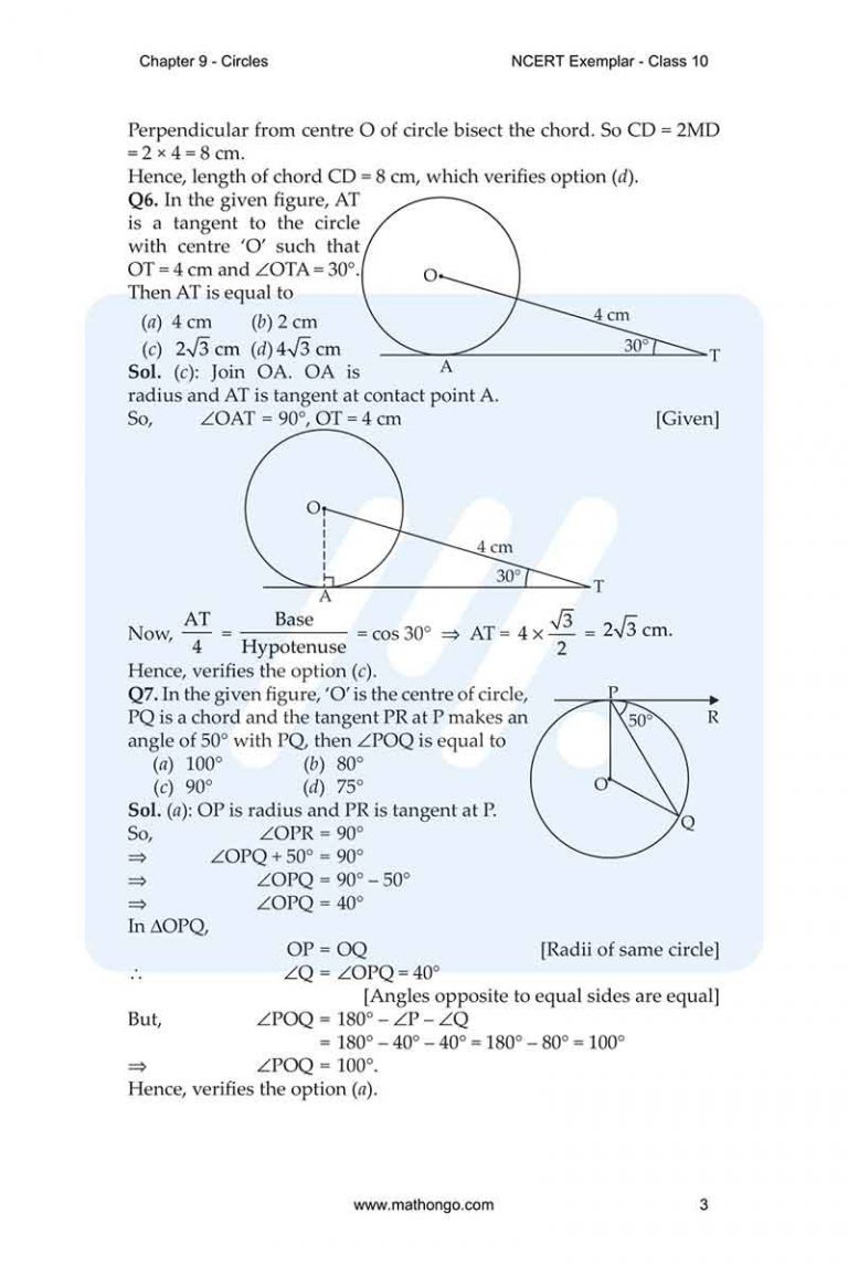 NCERT Exemplar for Class 10 Maths Chapter 9 – MathonGo