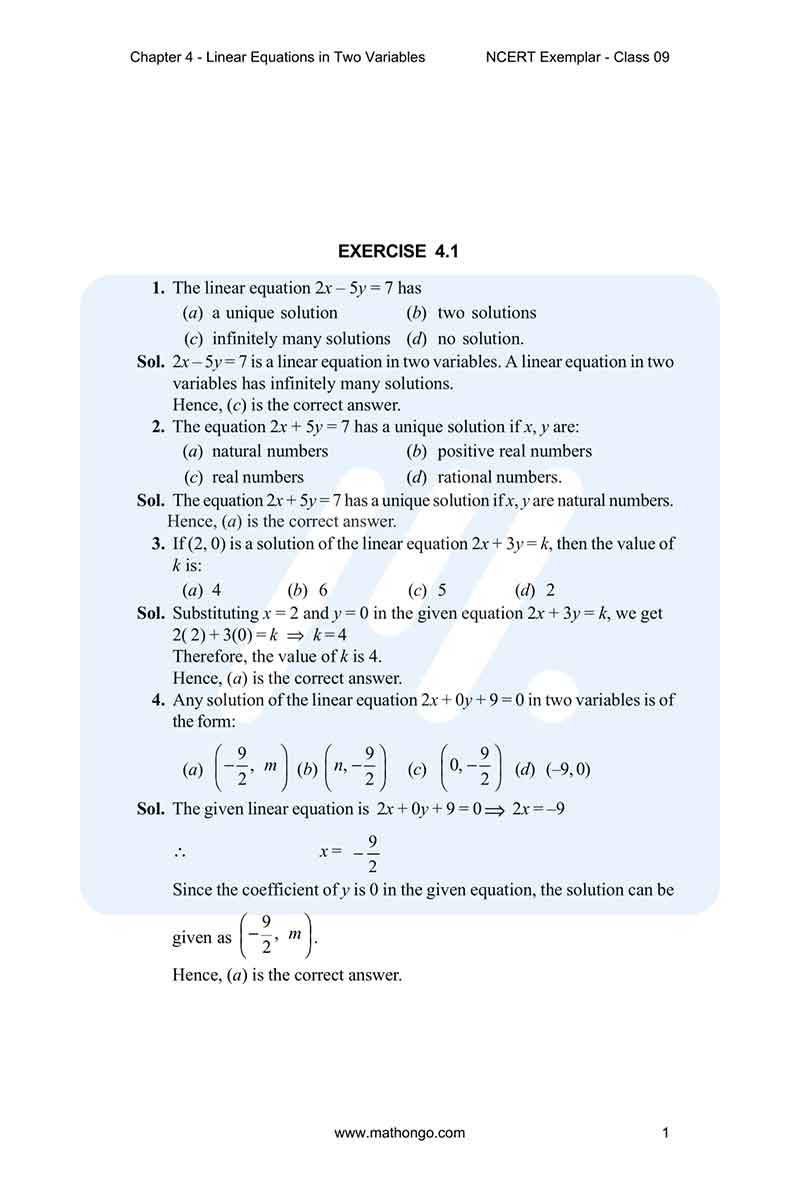 NCERT Exemplar for Class 9 Maths Chapter 4 MathonGo
