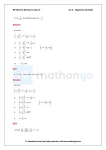 RD Sharma Class 9 Solutions Chapter 4 – Algebraic Identities – MathonGo